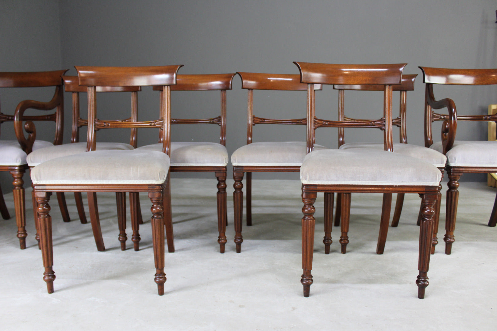 Set 8 Reproduction Mahogany Dining Chairs - Kernow Furniture