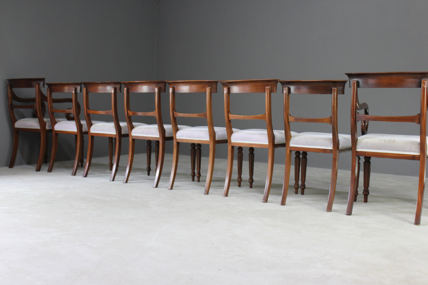 Set 8 Reproduction Mahogany Dining Chairs - Kernow Furniture