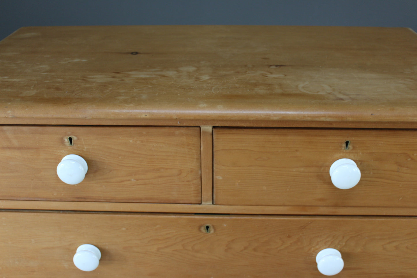 Antique Pine Straight Front Chest of Drawers - Kernow Furniture