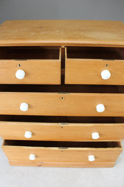 Antique Pine Straight Front Chest of Drawers - Kernow Furniture