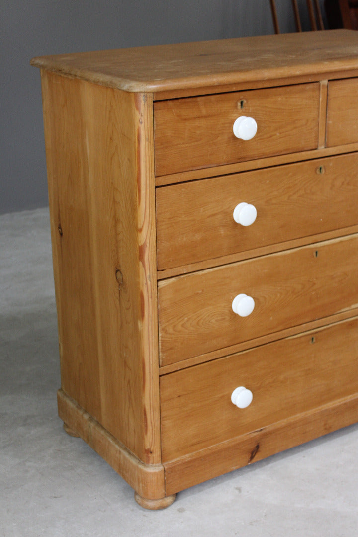 Antique Pine Straight Front Chest of Drawers - Kernow Furniture