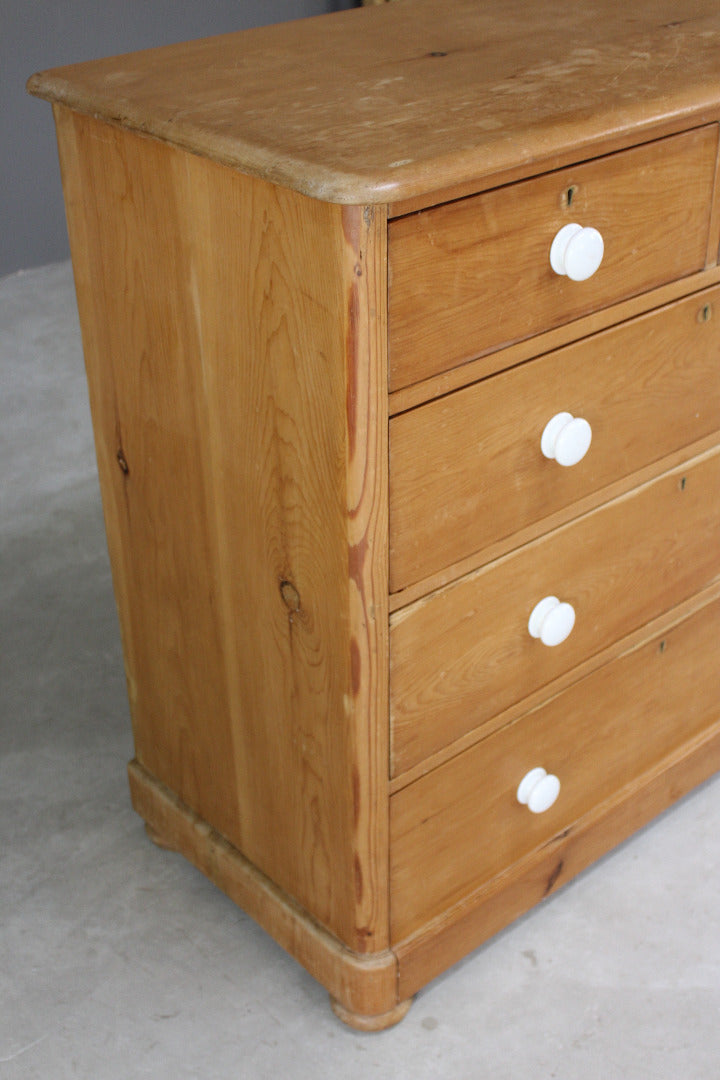 Antique Pine Straight Front Chest of Drawers - Kernow Furniture