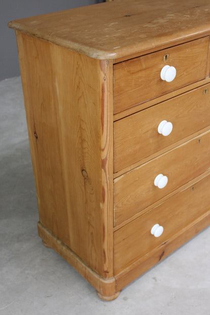 Antique Pine Straight Front Chest of Drawers - Kernow Furniture