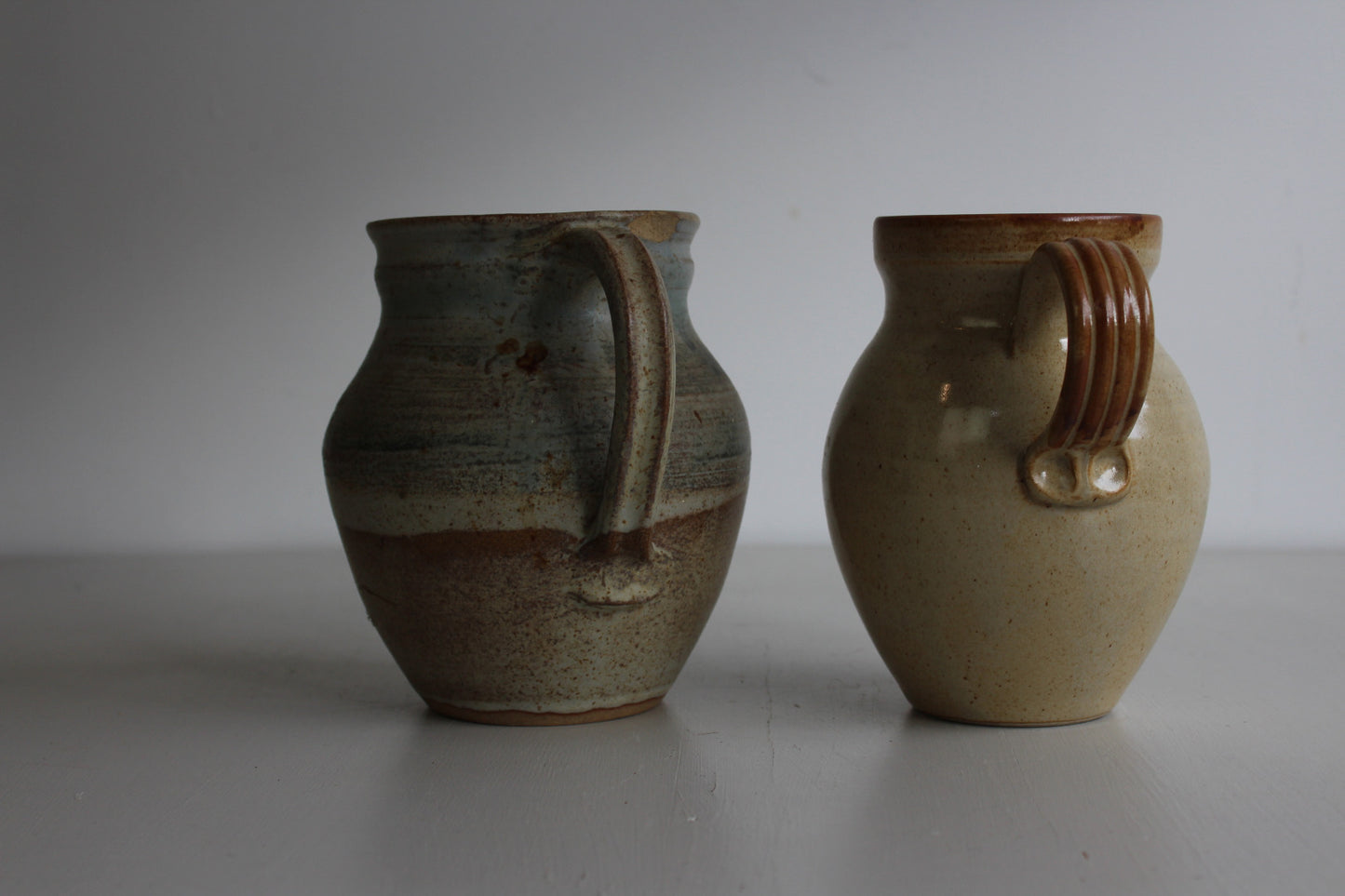 Pair Glazed Pottery Jugs - Kernow Furniture