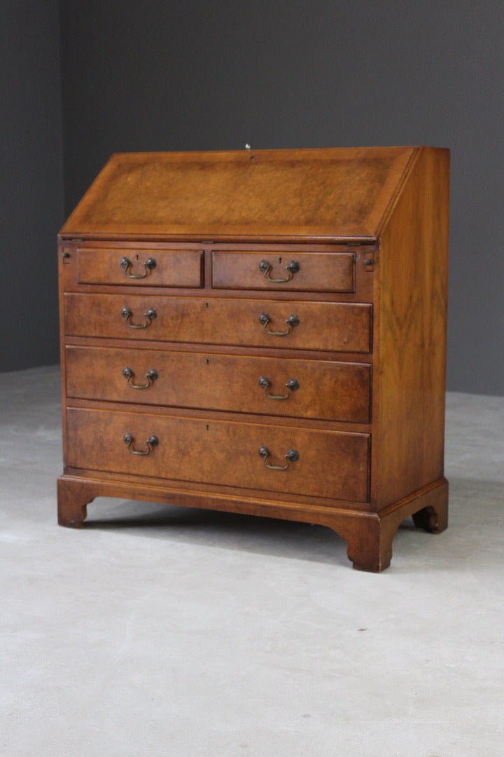 Reproduction Walnut Writing Bureau - Kernow Furniture