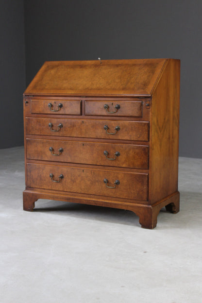 Reproduction Walnut Writing Bureau - Kernow Furniture