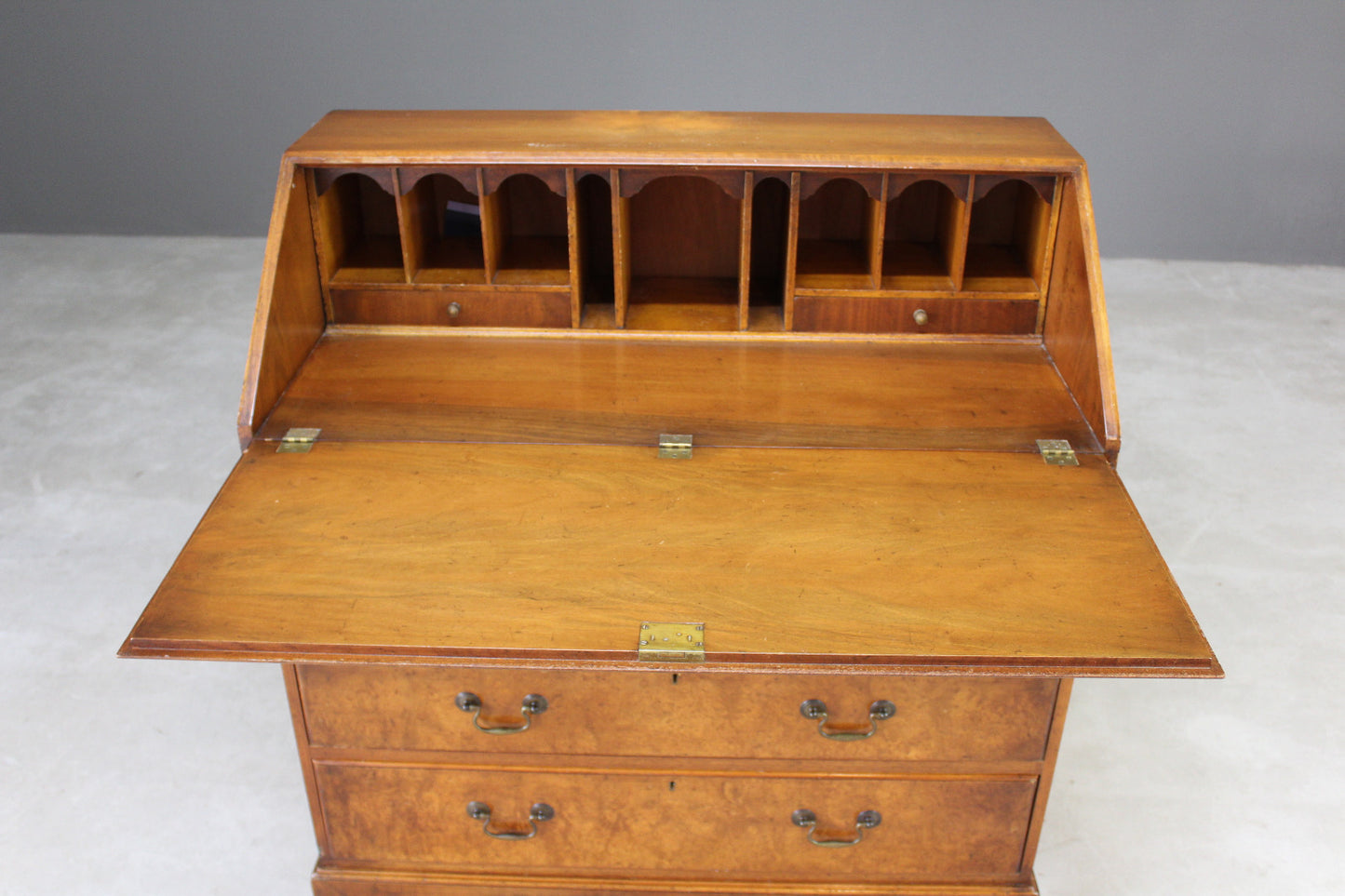 Reproduction Walnut Writing Bureau - Kernow Furniture