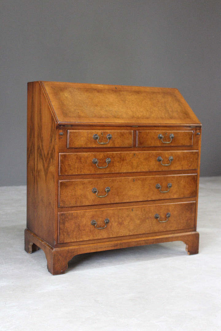 Reproduction Walnut Writing Bureau - Kernow Furniture