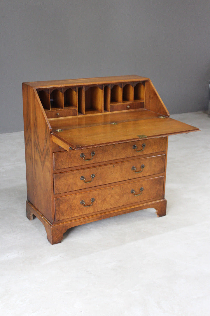 Reproduction Walnut Writing Bureau - Kernow Furniture