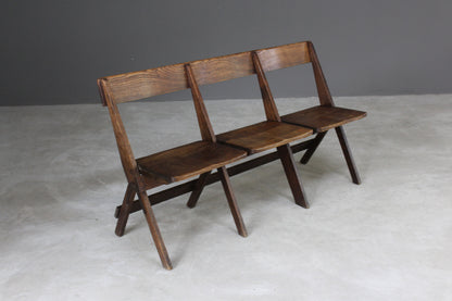 Bank 3 Folding Oak Chairs - Kernow Furniture