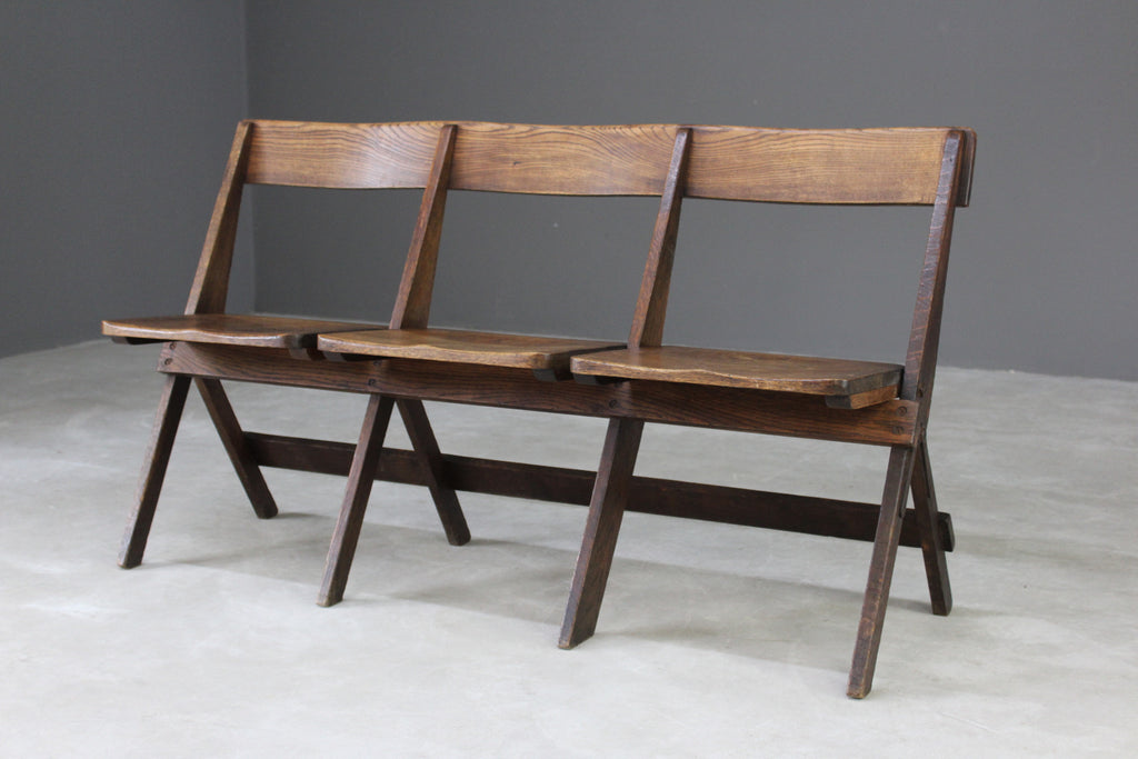 Bank 3 Folding Oak Chairs - Kernow Furniture