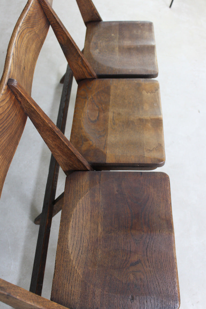 Bank 3 Folding Oak Chairs - Kernow Furniture