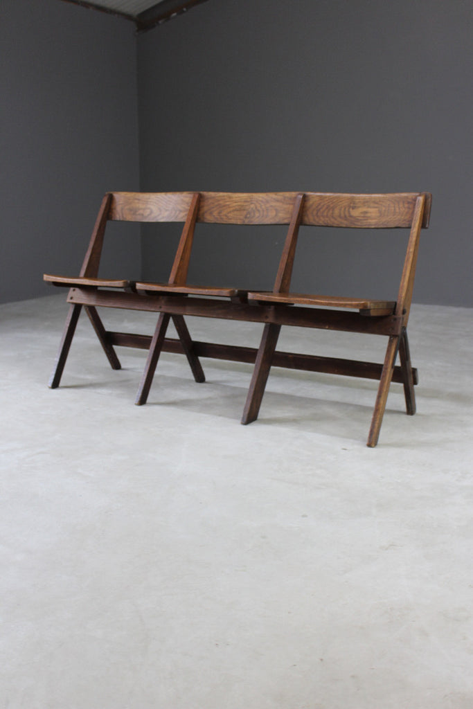 Bank 3 Folding Oak Chairs - Kernow Furniture