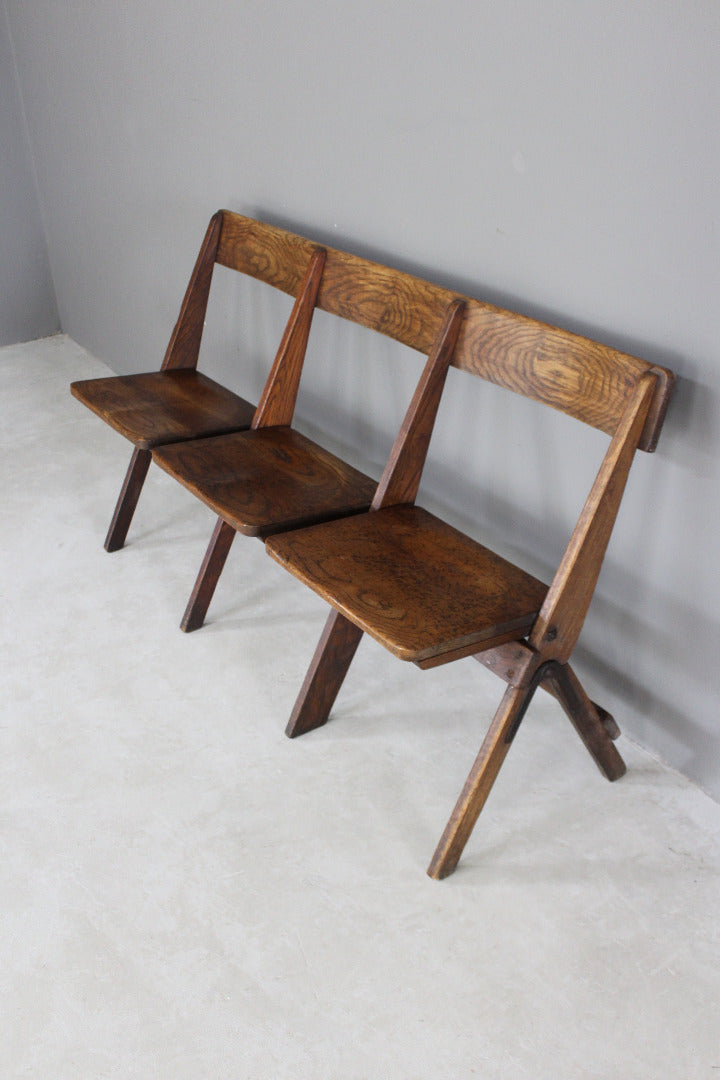 Bank 3 Folding Oak Chairs - Kernow Furniture