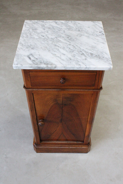 Continental Marble Top Bedside Cabinet. - Kernow Furniture