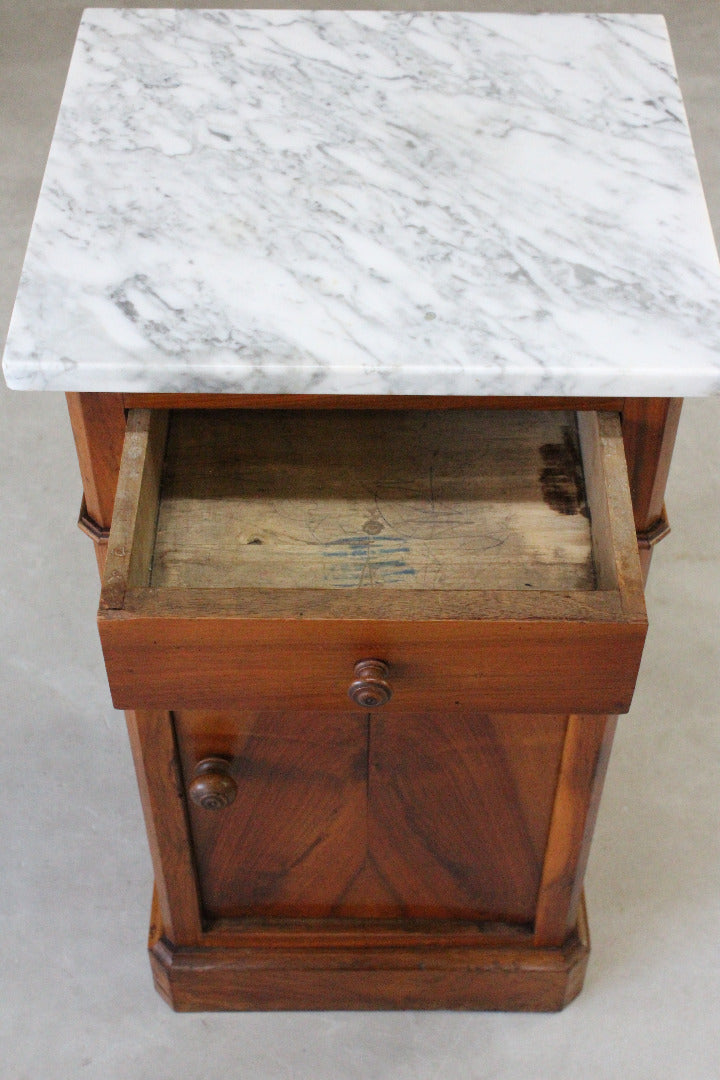 Continental Marble Top Bedside Cabinet. - Kernow Furniture