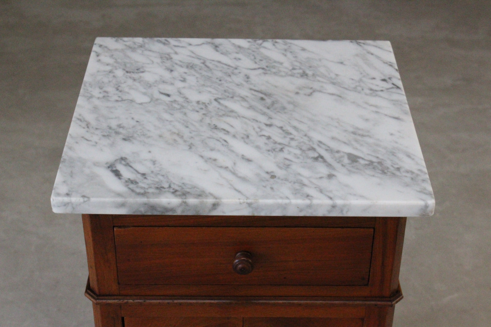 Continental Marble Top Bedside Cabinet. - Kernow Furniture