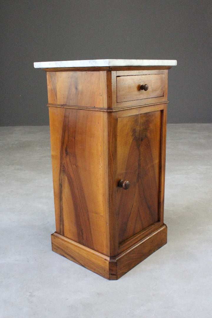 Continental Marble Top Bedside Cabinet. - Kernow Furniture