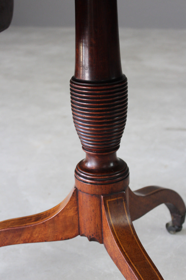 Antique Inlaid Mahogany Small Drop Leaf Table - Kernow Furniture