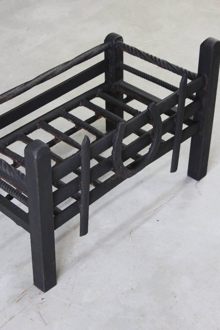Horse Shoe Rustic Cast Iron Fire Basket - Kernow Furniture