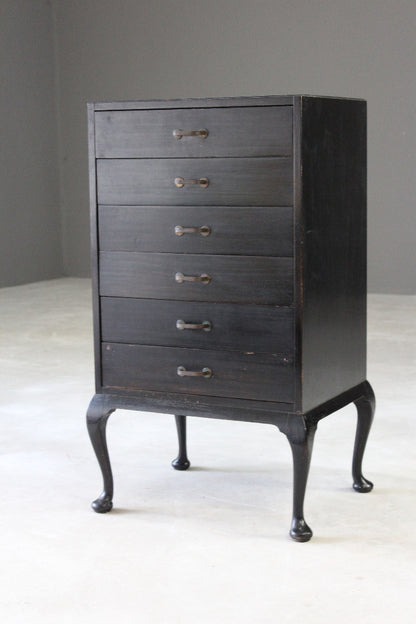 Vintage Ebonised Music Drawers Office - Kernow Furniture