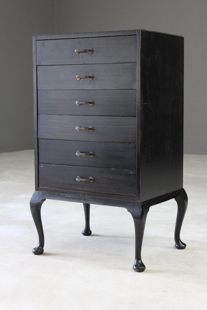 Vintage Ebonised Music Drawers Office - Kernow Furniture