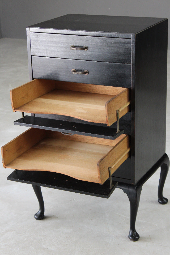 Vintage Ebonised Music Drawers Office - Kernow Furniture