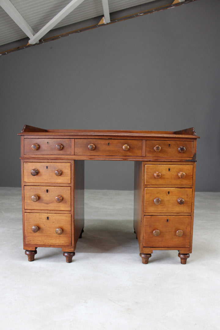 Antique Twin Pedestal Desk - Kernow Furniture