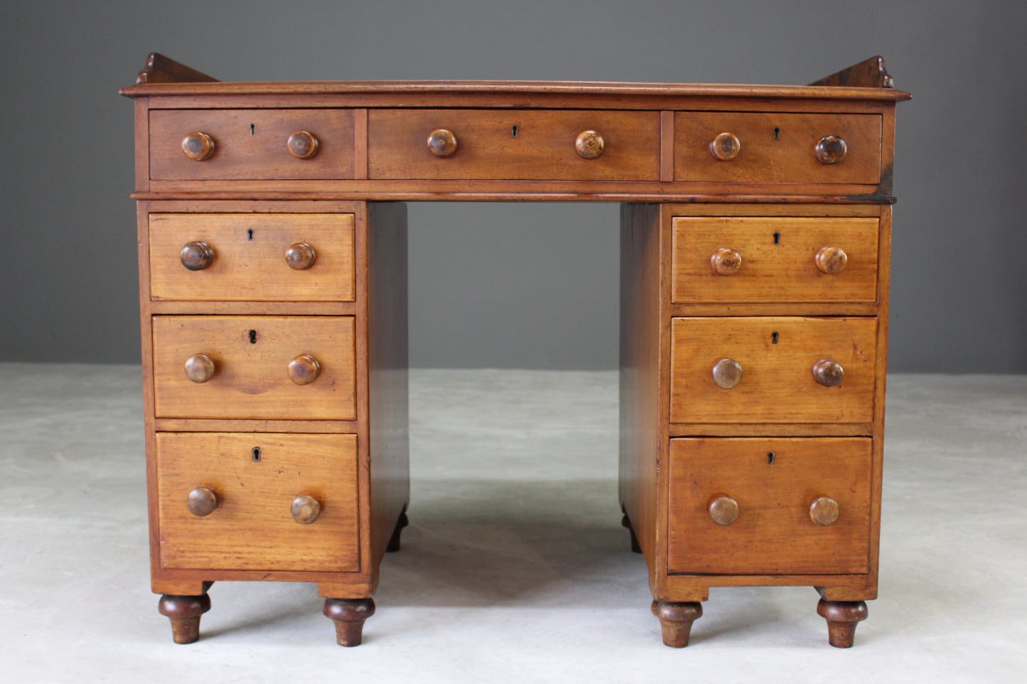 Antique Twin Pedestal Desk - Kernow Furniture