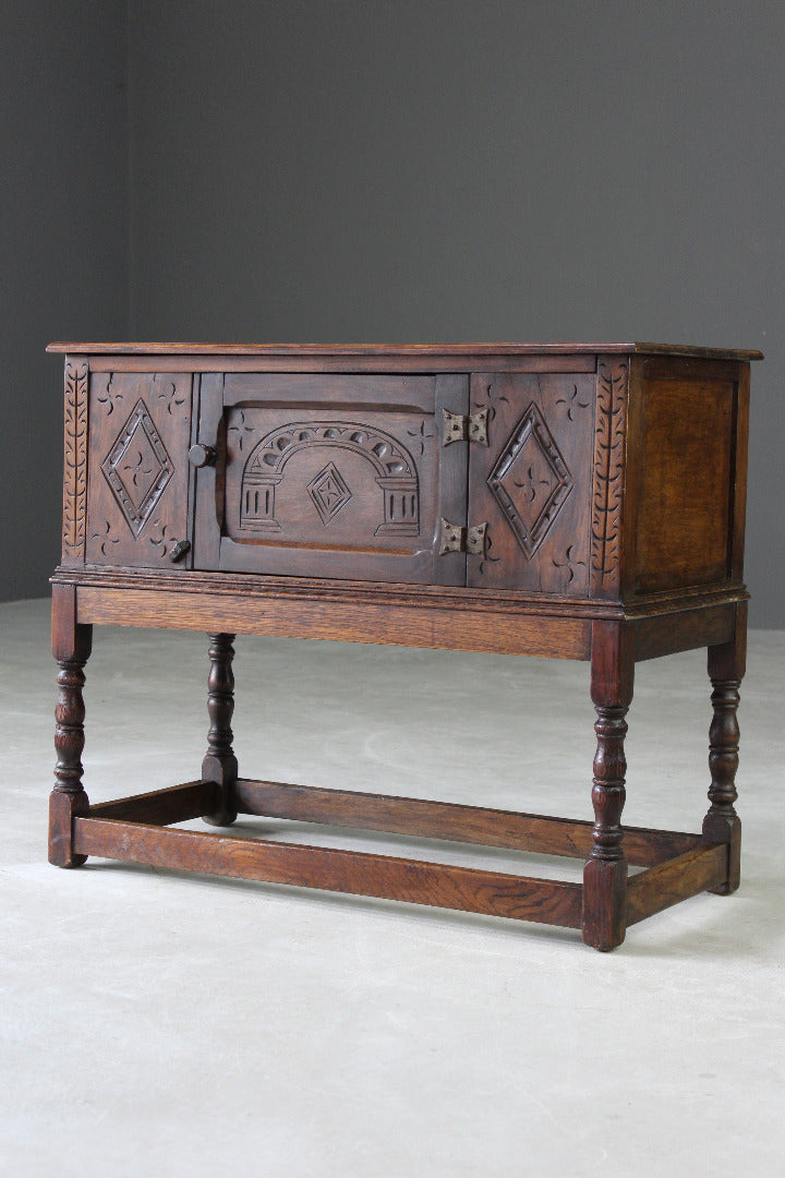Small 17th Century Style Oak Side Cupboard - Kernow Furniture