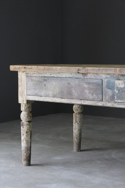 Large Victorian Pine Work Table - Kernow Furniture
