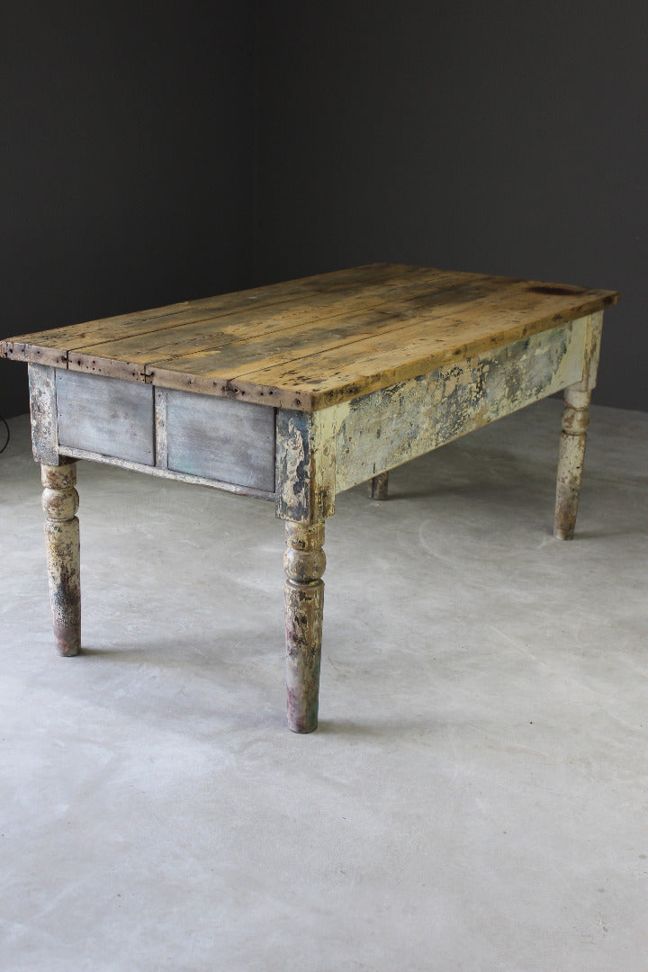 Large Victorian Pine Work Table - Kernow Furniture