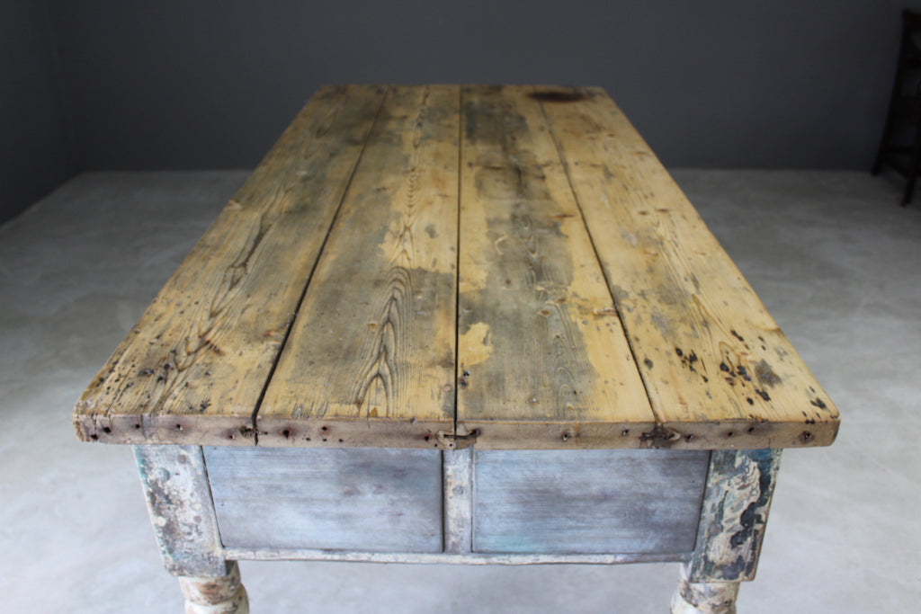 Large Victorian Pine Work Table - Kernow Furniture