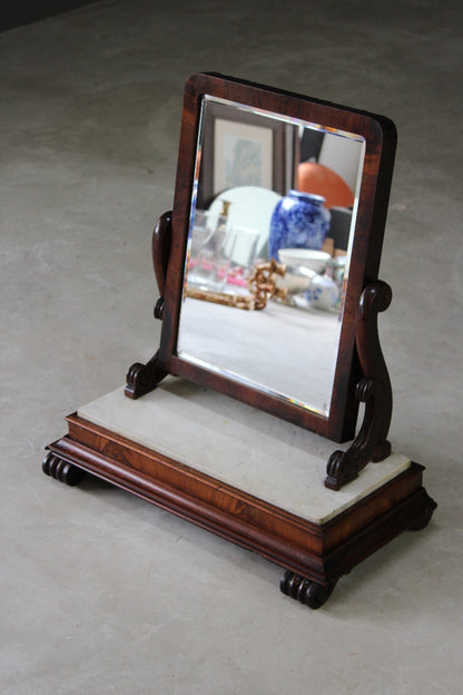 Antique Victorian Mahogany & Marble Toilet Mirror - Kernow Furniture