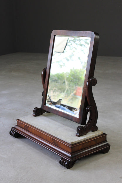 Antique Victorian Mahogany & Marble Toilet Mirror - Kernow Furniture