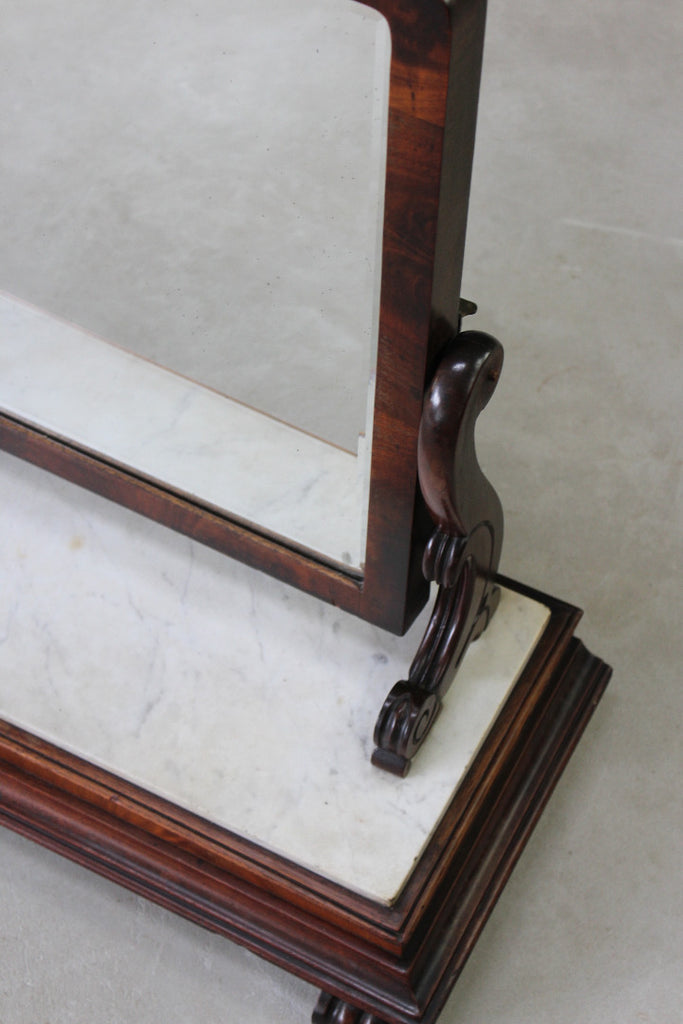 Antique Victorian Mahogany & Marble Toilet Mirror - Kernow Furniture