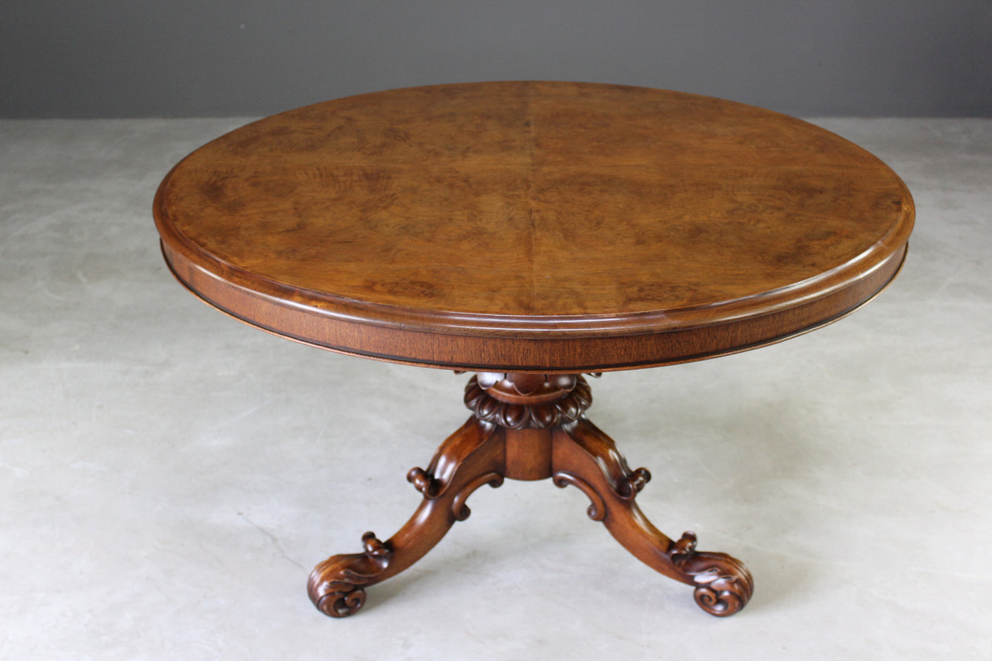 Antique Style Walnut Veneer Tilt Top Table - Kernow Furniture