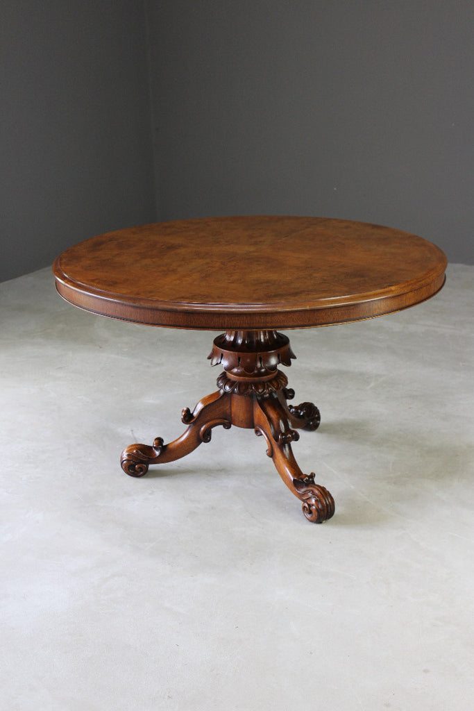 Antique Style Walnut Veneer Tilt Top Table - Kernow Furniture
