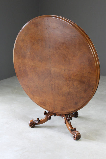 Antique Style Walnut Veneer Tilt Top Table - Kernow Furniture