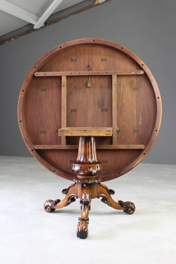 Antique Style Walnut Veneer Tilt Top Table - Kernow Furniture