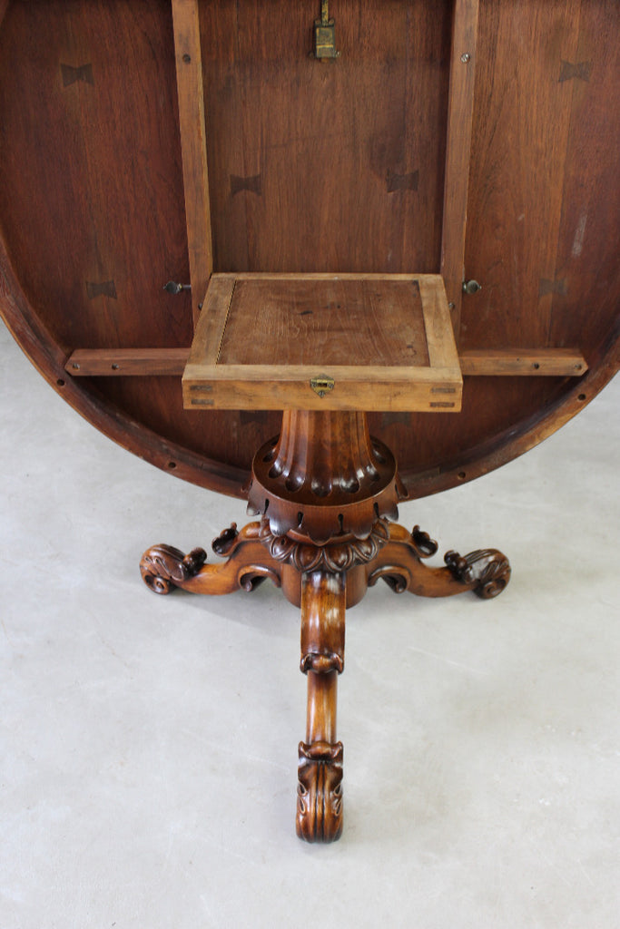 Antique Style Walnut Veneer Tilt Top Table - Kernow Furniture