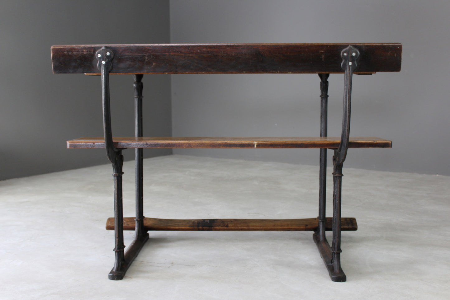 Antique Oak & Cast Iron School Desk - Kernow Furniture