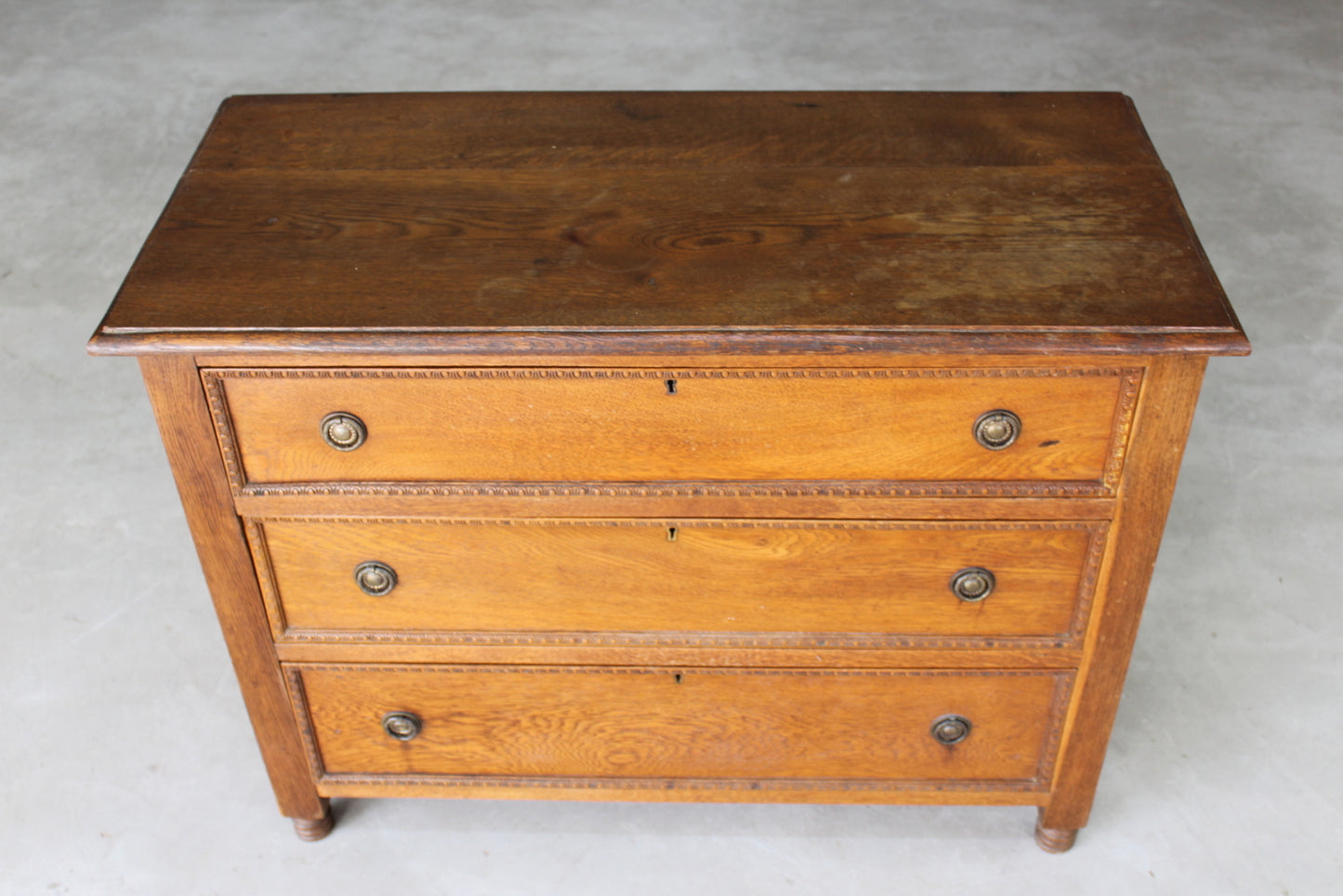 Small Edwardian Oak Chest of Drawers - Kernow Furniture