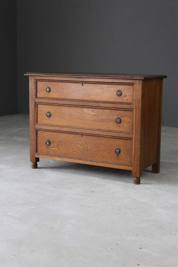 Small Edwardian Oak Chest of Drawers - Kernow Furniture