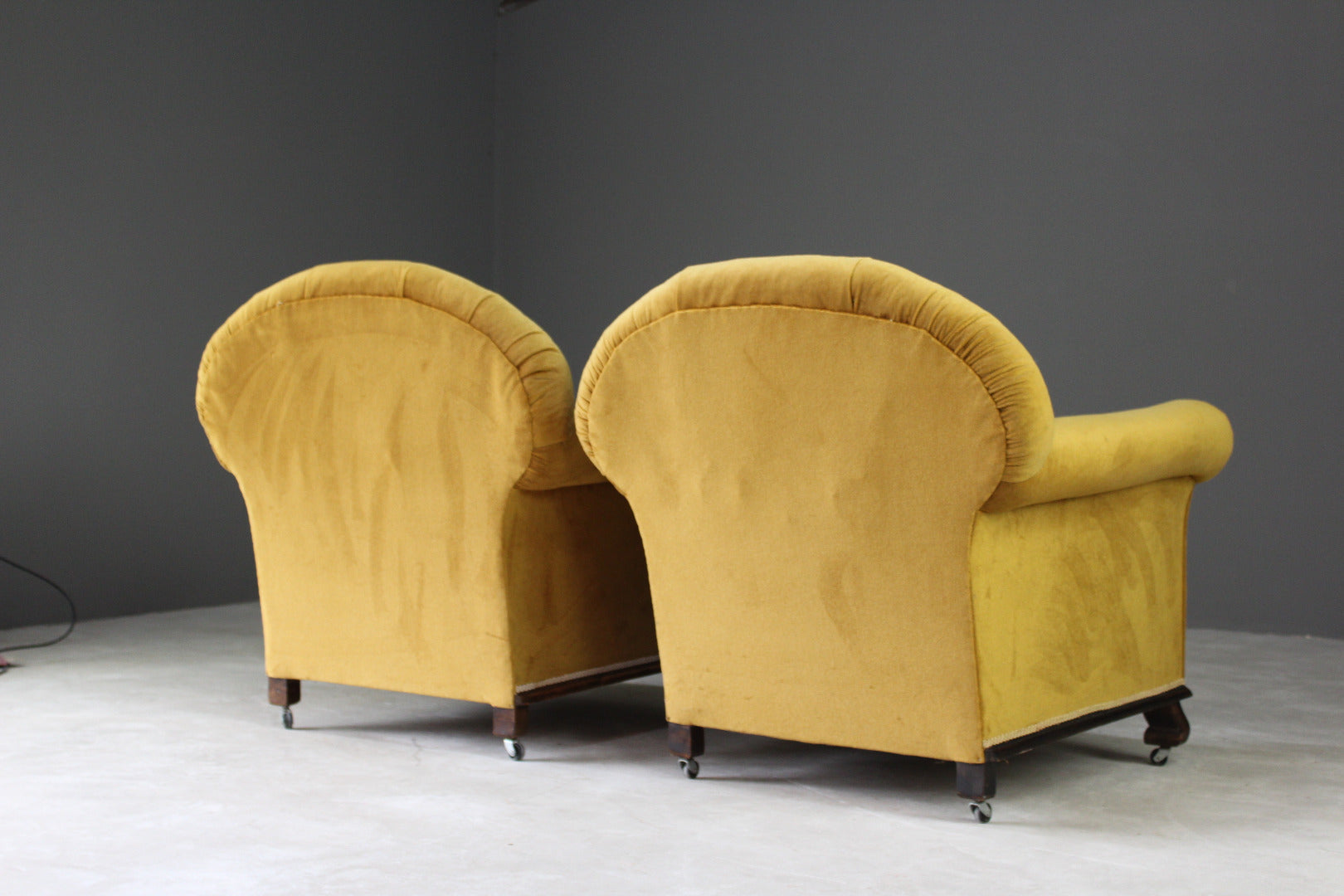 Pair Gold Large Club Chairs - Kernow Furniture