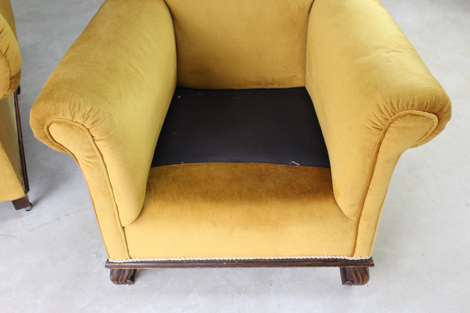 Pair Gold Large Club Chairs - Kernow Furniture