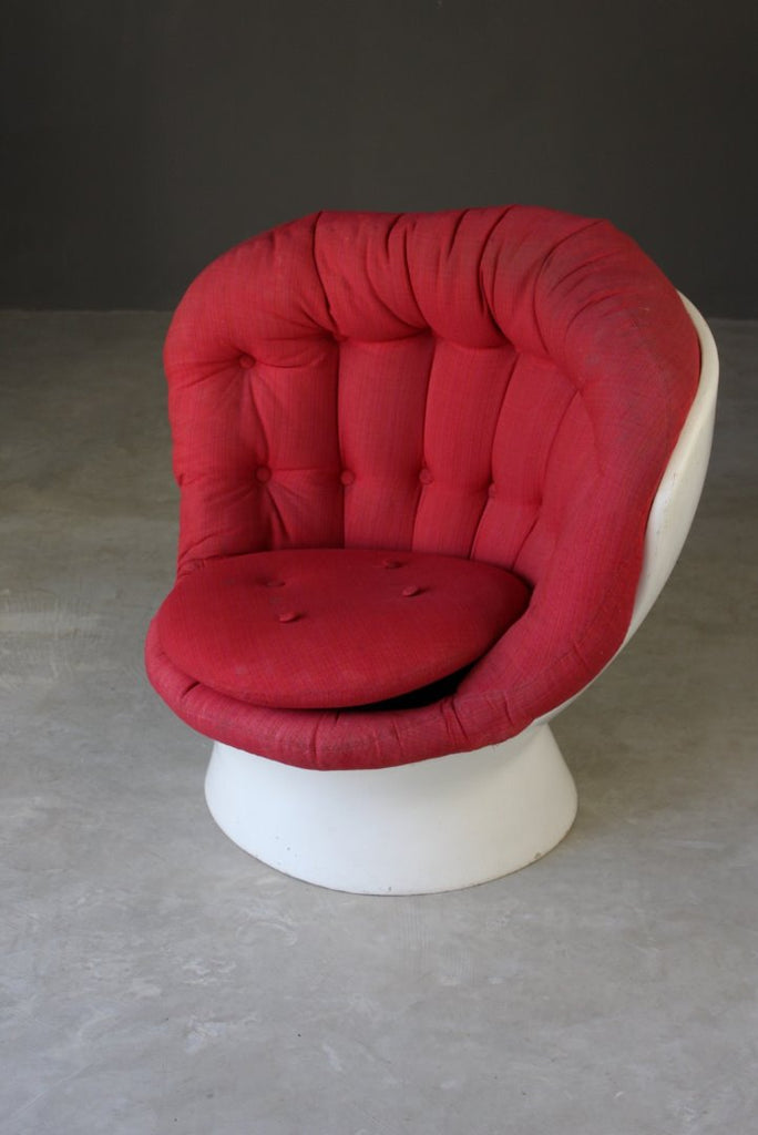 1960s White & Red Button Armchair - Kernow Furniture