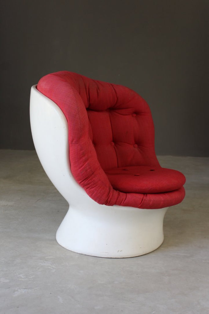 1960s White & Red Button Armchair - Kernow Furniture