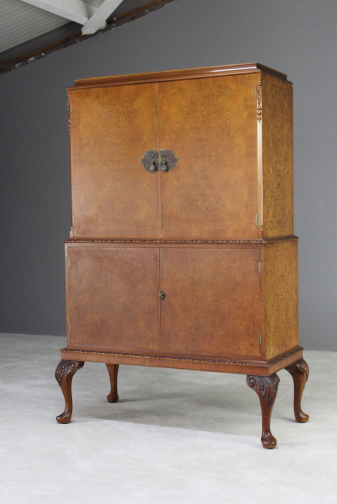 Vintage Walnut Cocktail Drinks Cabinet - Kernow Furniture