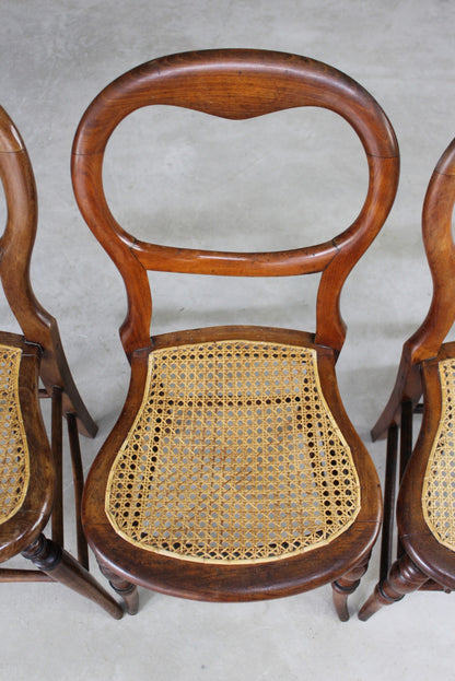 Set 4 Beech & Cane Balloon Back Chairs - Kernow Furniture